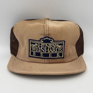 Vintage Henry Weinhard’s Beer Corduroy Hat Snapback Cap K-Products Rare